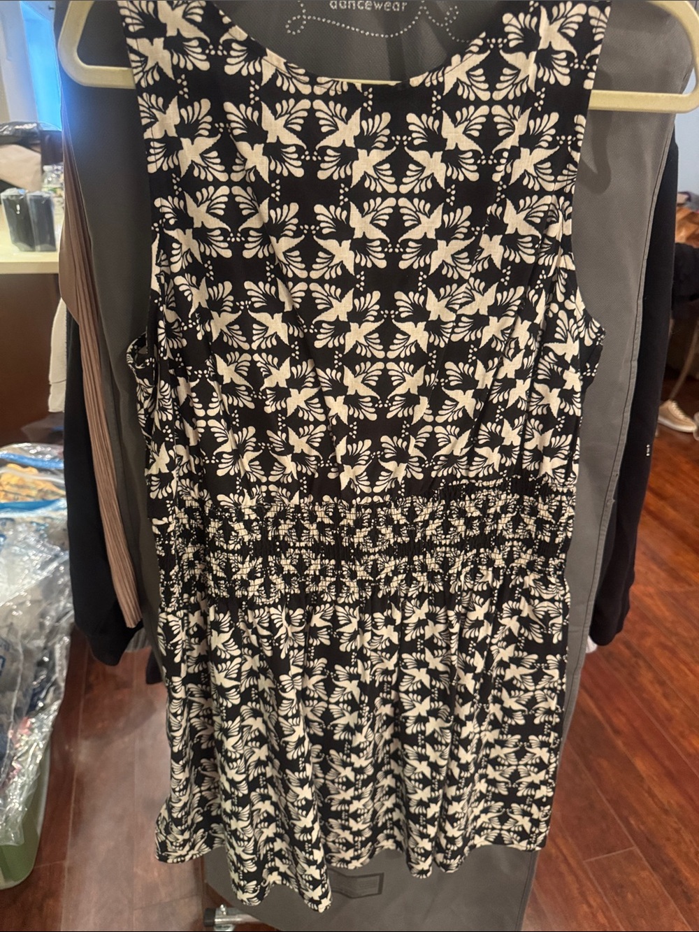 Universal Thread Black and White Floral Smocked Mini Dress